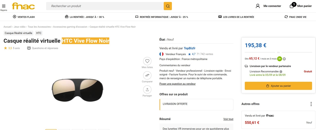 Promo HTC Vive Flow Fnac