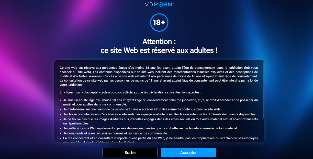 Site porno VR accessible en France