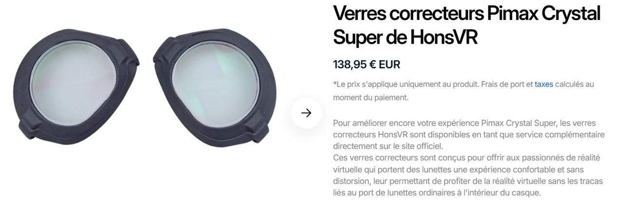 Verres correcteur Pimax Super