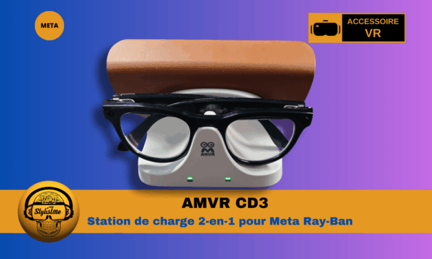 AMVR CD3 : Station de charge magnétique 2 en 1 pour lunettes Ray-Ban Meta