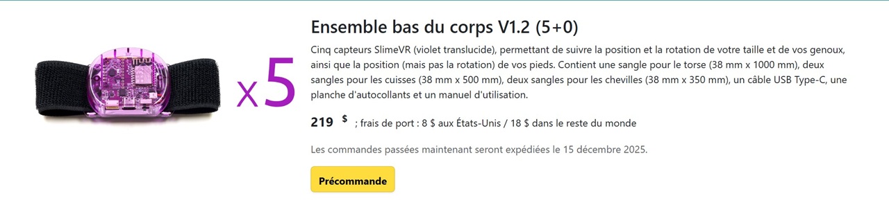 Prix SlimeVR commande