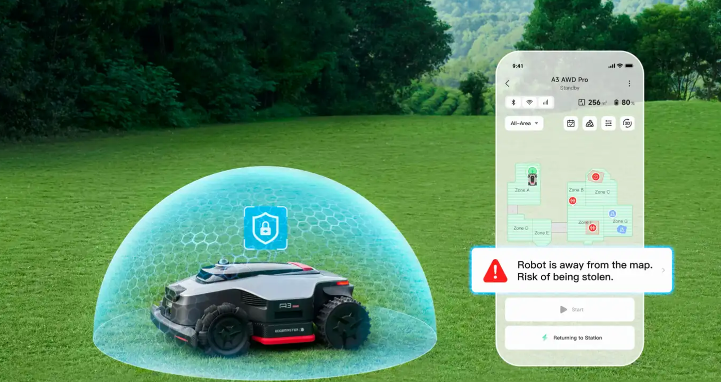 Dreame A3 AWD Pro système sécurité jardin