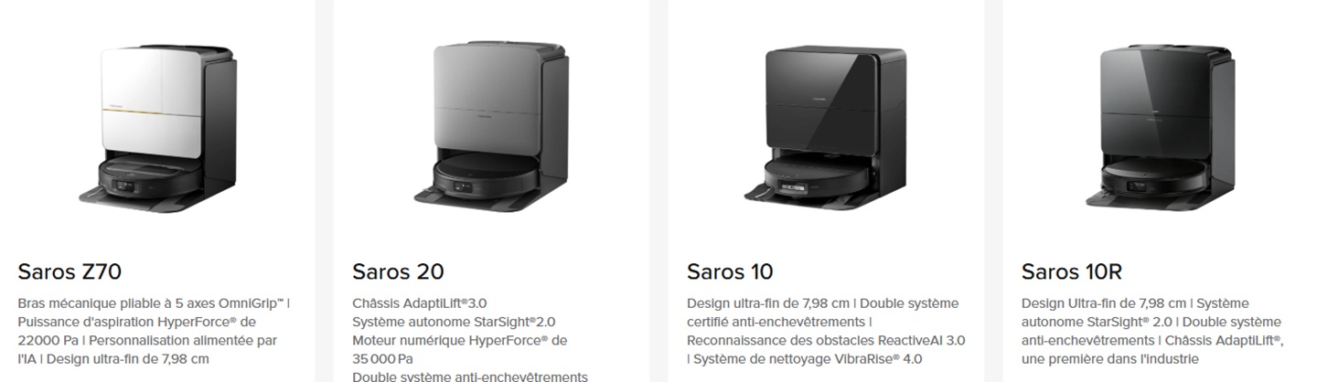 Roborock Saros robots aspirateurs Roborock Saros robots aspirateurs