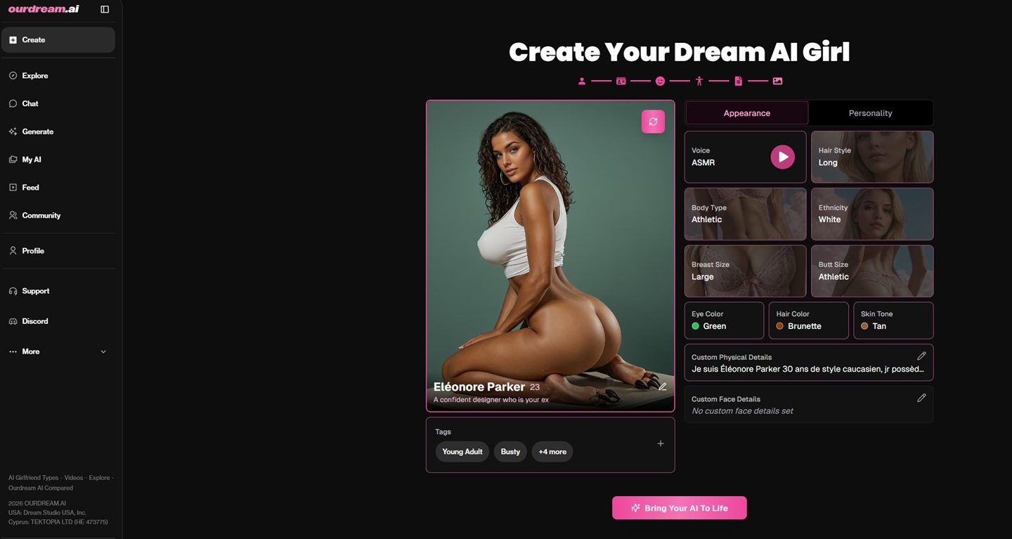 Creation petite amie ourdream AI