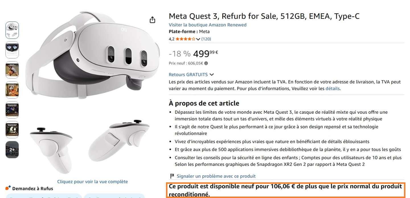 Meta Quest 3 casque VR Occasion