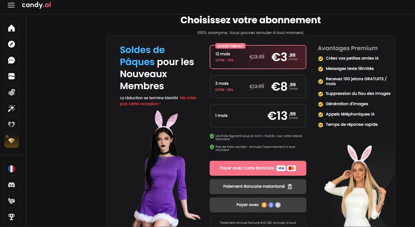 Tarif promo Candy AI