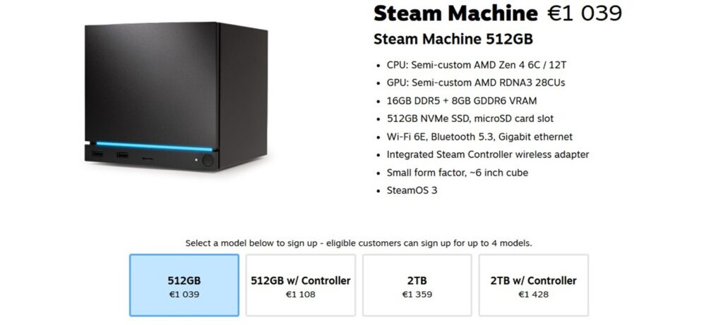 Prix Steam Machine