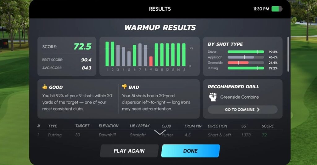 Statistique Golf+ Sim