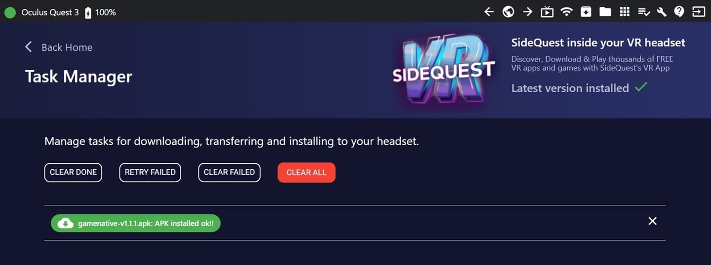 Installer game native dans Quest apk