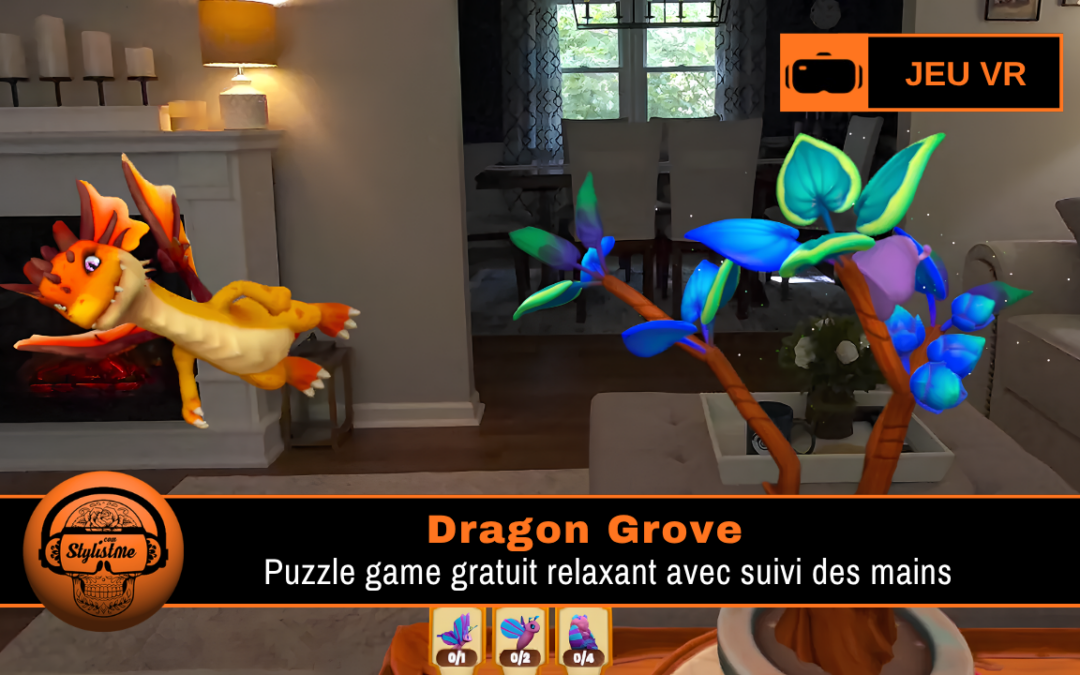 Dragon Grove : puzzle VR gratuit relaxant sur Meta VR Glasses