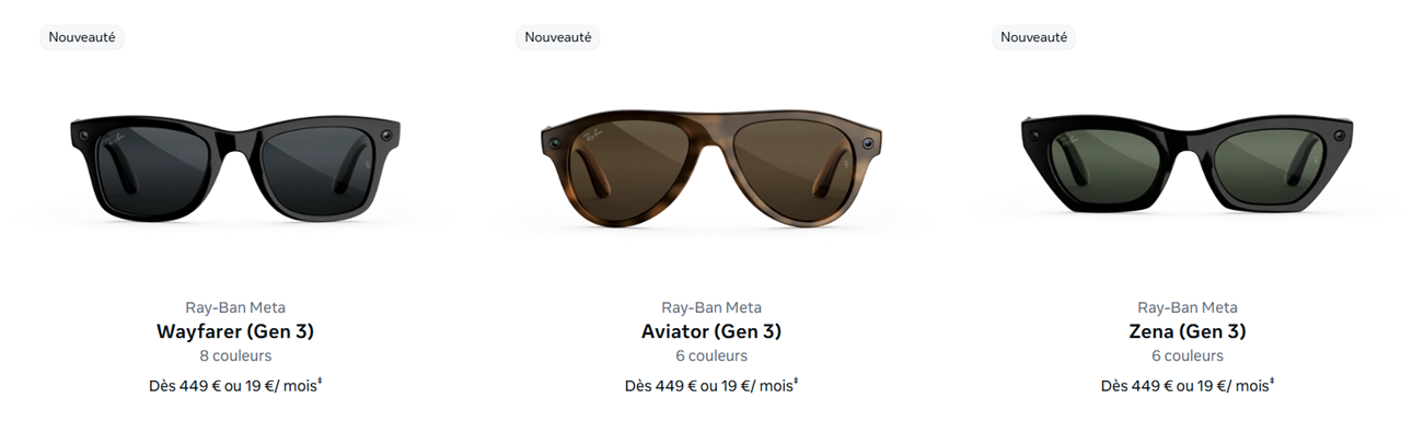 Meta Ray-Ban Gen 3 prix Meta Ray-Ban Gen 3 prix