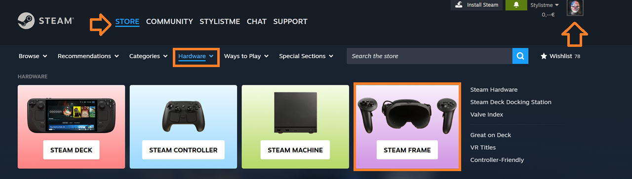 Pré commande Steam Frame Pré commande Steam Frame