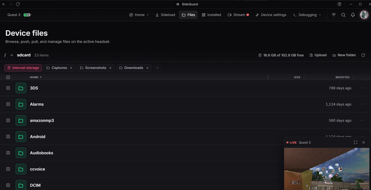 SideQuest Gestion des fichiers SideQuest Gestion des fichiers