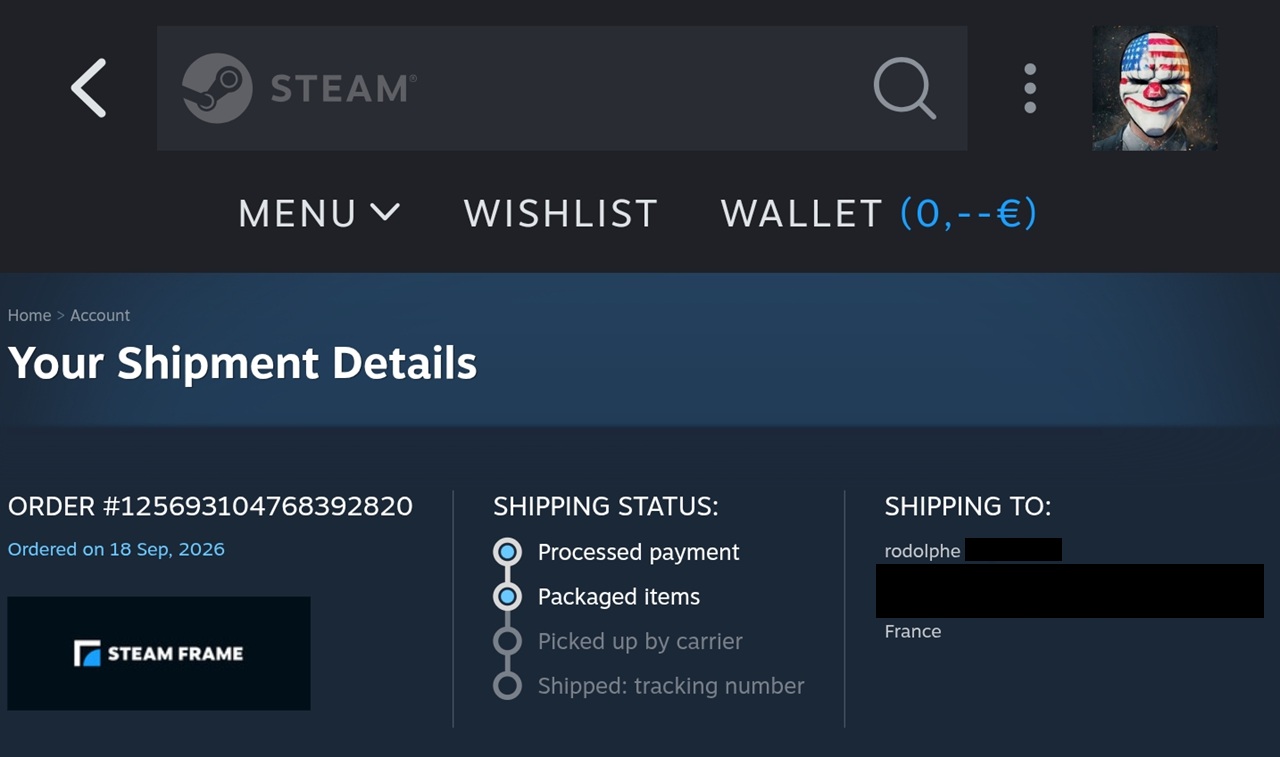 livraison Steam Frame