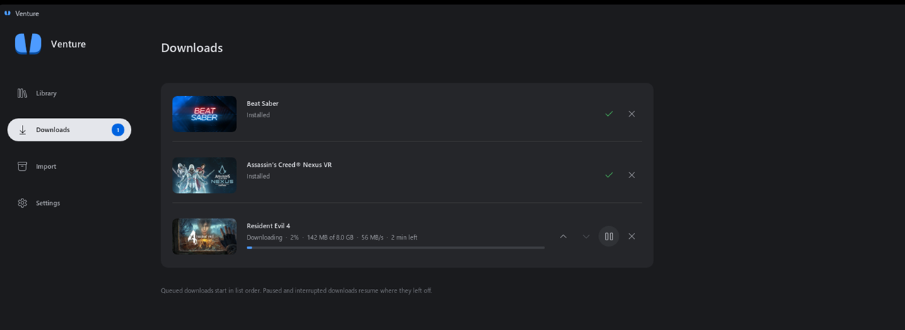Installation du jeu Quest sur votre PC avec Venture Installation d'un jeu Quest sur PC avec Venture
