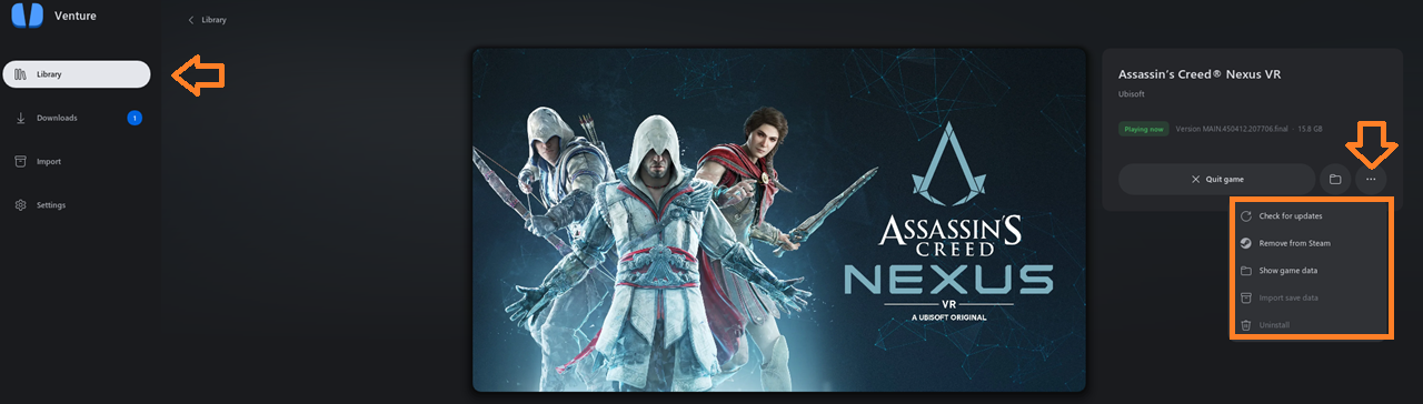 Option Venture ajouter dans Steam Option Venture pour ajouter les jeux Quest dans Steam
